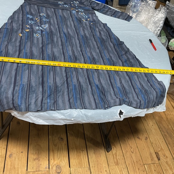 Coldwater Creek Striped Blue Dress with Floral Accents size XL - Picture 5 of 9